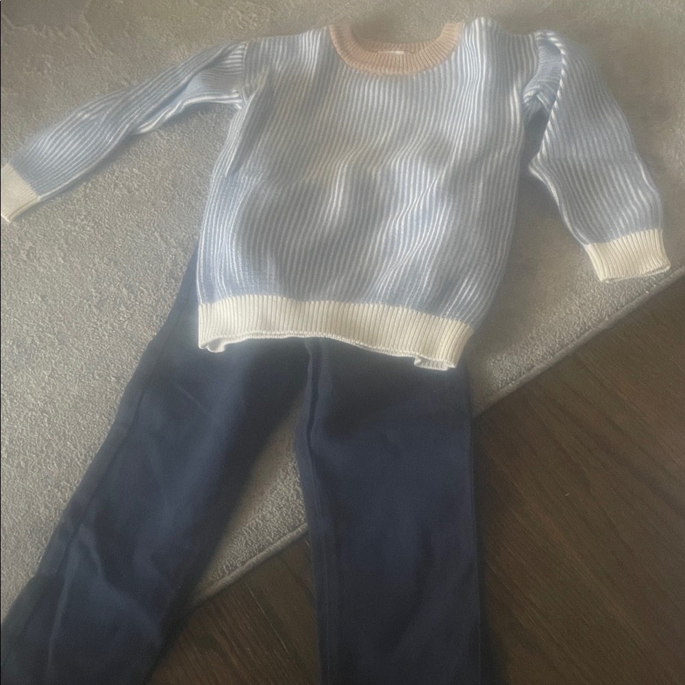 Blue and White Striped Kids Matching Set